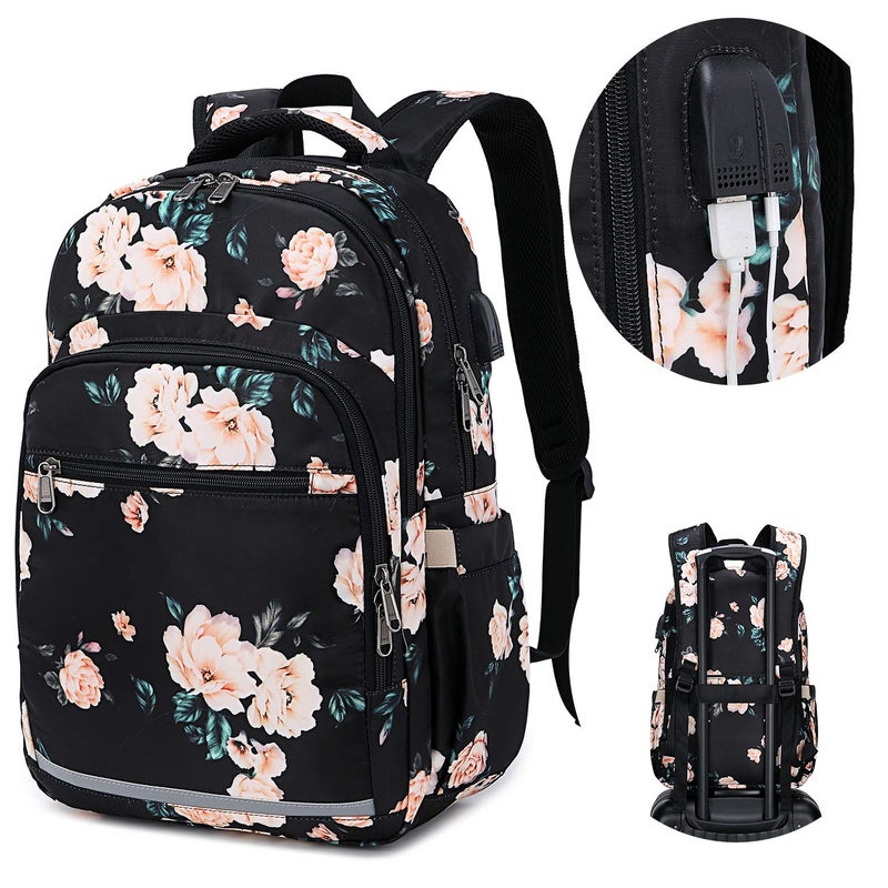 BLUBOON Backpack for Women 15.6 Inch Laptop Bookbag College Girls Daypack for Business Travel with USB Charging Port and Headphone Interface - Image 2